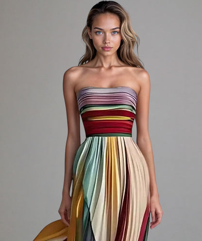Elinas™ | Robe Sans Manches Colorée Énergique et Élégante